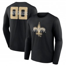 Именная футболка с длинным рукавом New Orleans Saints Black Stellar