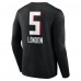 Футболка с длинным рукавом Atlanta Falcons Drake London Black Team Wordmark Player Name & Number