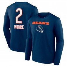 Футболка с длинным рукавом Chicago Bears D.J. Moore Navy Team Wordmark Player Name & Number Футболка с длинным рукавом Chicago Bears D.J. Moore Navy Team Wordmark Player Name & Number