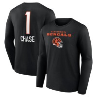 Cincinnati Bengals JaMarr Chase Black Team Wordmark Player Name & Number Long Sleeve T-Shirt