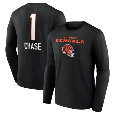 Cincinnati Bengals JaMarr Chase Black Team Wordmark Player Name & Number Long Sleeve T-Shirt