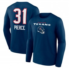 Футболка с длинным рукавом Dameon Pierce Houston Texans Team Wordmark Player Name & Number - Navy