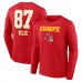 Kansas City Chiefs Travis Kelce Red Team Wordmark Player Name & Number Long Sleeve T-Shirt