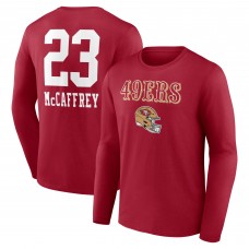 Футболка с длинным рукавом Christian McCaffrey San Francisco 49ers Team Wordmark Player Name & Number - Scarlet