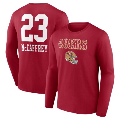 Футболка с длинным рукавом Christian McCaffrey San Francisco 49ers Team Wordmark Player Name & Number - Scarlet