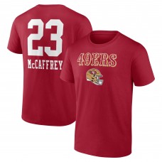 Футболка Christian McCaffrey San Francisco 49ers Team Wordmark Player Name & Number - Scarlet