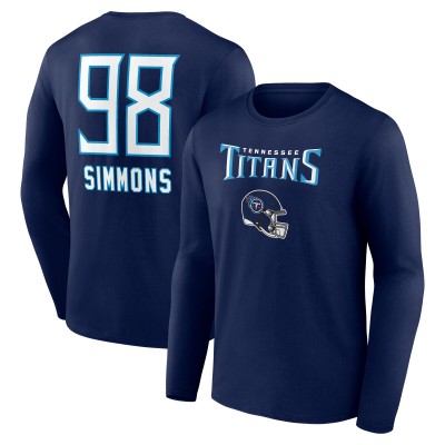 Футболка с длинным рукавом Jeffery Simmons Tennessee Titans Team Wordmark Player Name & Number - Navy