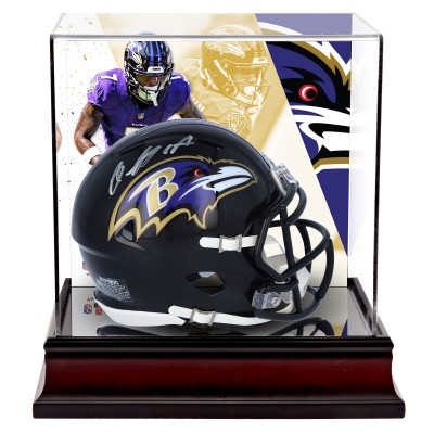 Rashod Bateman Baltimore Ravens Autographed Fanatics Authentic Riddell Speed Mini Helmet with Deluxe Mini Helmet Case