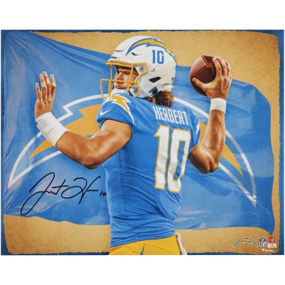 Justin Herbert Los Angeles Chargers Autographed Fanatics Authentic 16 x 20 Photo Print - Art by Brian Konnick