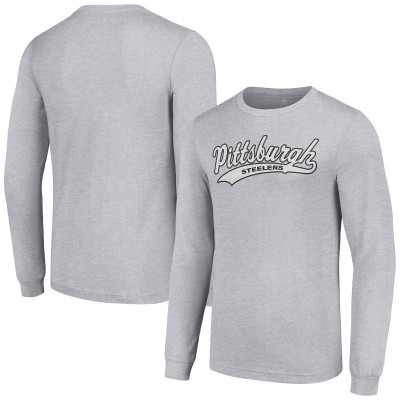 Pittsburgh Steelers Starter Heather Gray Tailsweep Long Sleeve T-Shirt