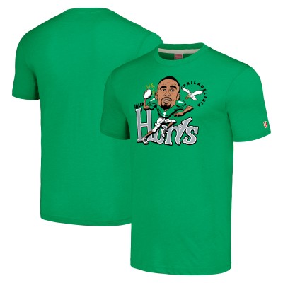 Футболка Jalen Hurts Philadelphia Eagles Homage Caricature Player Tri-Blend - Heathered Kelly Green