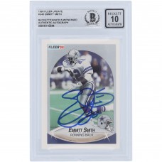 Emmitt Smith Dallas Cowboys Autographed 1990 Fleer Update #U-40 Beckett Fanatics Witnessed Authenticated 10 Rookie Card