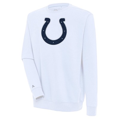 Indianapolis Colts Antigua White Victory Crewneck Pullover Sweatshirt