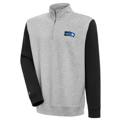 Кофта на короткой молнии Seattle Seahawks Adult Throwback Logo Victory Colorblock - Heather Gray/Navy