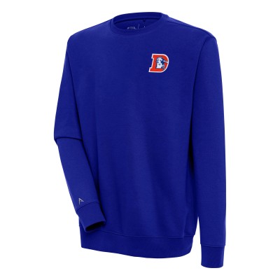 Denver Broncos Antigua Royal Throwback Logo Victory Pullover Sweatshirt