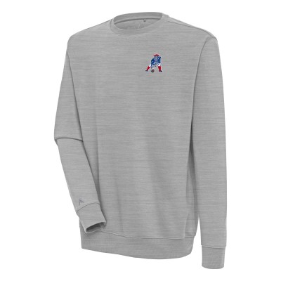 New England Patriots Antigua Heather Gray Throwback Logo Victory Pullover Sweatshirt
