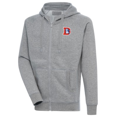 Толстовка на молнии Denver Broncos Adult Throwback Logo Victory - Heather Gray