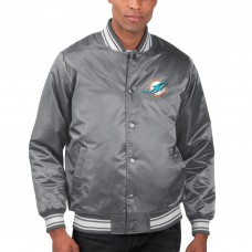 Miami Dolphins Starter Gray Locker Room Satin Varsity Full-Snap Jacket