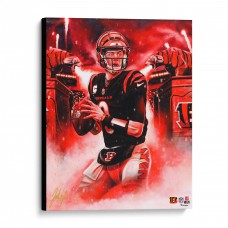 Joe Burrow Cincinnati Bengals Stretched 16 x 20 Embellished Canvas Giclee Print - Art by Jordan Spector