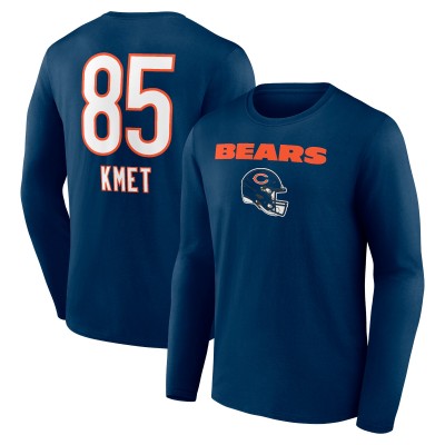 Футболка с длинным рукавом Chicago Bears Cole Kmet Navy Team Wordmark Player Name & Number