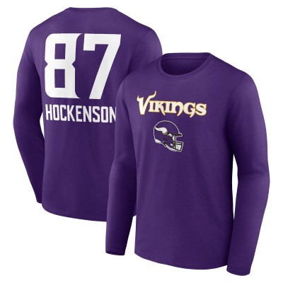 Футболка с длинным рукавом T.J. Hockenson Minnesota Vikings Team Wordmark Player Name & Number - Purple
