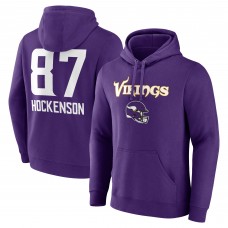 Minnesota Vikings T.J. Hockenson Purple Team Wordmark Player Name & Number Pullover Hoodie