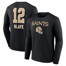 Футболка с длинным рукавом Chris Olave New Orleans Saints Team Wordmark Player Name & Number - Black