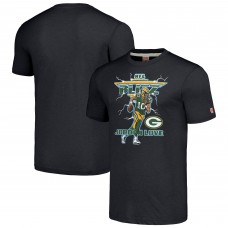 Футболка Green Bay Packers Jordan Love Homage Charcoal Heather NFL Blitz Player Tri-Blend
