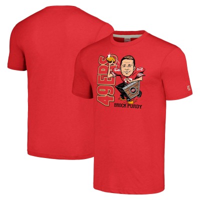 Футболка Brock Purdy San Francisco 49ers Homage Caricature Player Tri-Blend - Heathered Scarlet
