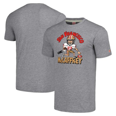 Футболка Christian McCaffrey San Francisco 49ers Homage Caricature Player Tri-Blend - Heathered Gray
