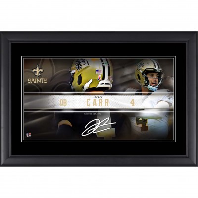 Derek Carr New Orleans Saints Facsimile Signature Fanatics Authentic Framed 10 x 18 Player Nameplate Collage
