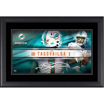 Tua Tagovailoa Miami Dolphins Facsimile Signature Fanatics Authentic Framed 10 x 18 Player Nameplate Collage
