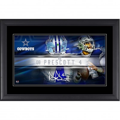 Dak Prescott Dallas Cowboys Facsimile Signature Fanatics Authentic Framed 10 x 18 Player Nameplate Collage