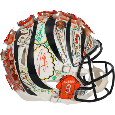 Joe Burrow Cincinnati Bengals Autographed Fanatics Authentic 2022 Alternate Riddell Speed Authentic Helmet - Art by Charles Fazzino - XP14013001