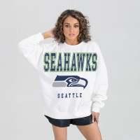 Женская Seattle Seahawks Gameday Couture White Sunday Drives Oversized Crewneck Pullover Sweatshirt