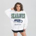 Женская Seattle Seahawks Gameday Couture White Sunday Drives Oversized Crewneck Pullover Sweatshirt Женская Seattle Seahawks Gameday Couture White Sunday Drives Oversized Crewneck Pullover Sweatshirt