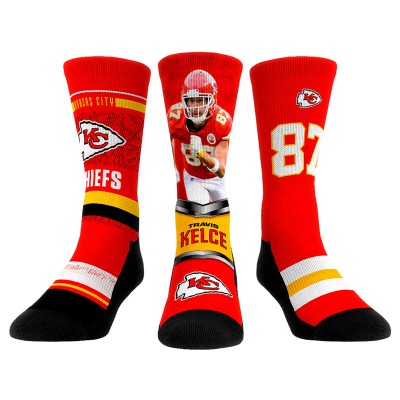 Три пары носков Travis Kelce Kansas City Chiefs Rock Em Socks Unisex Pro - Red