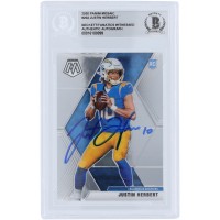 Justin Herbert Los Angeles Chargers Autographed 2020 Panini Mosaic #204 Beckett Fanatics Witnessed Authenticated Rookie Card