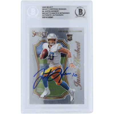 Justin Herbert Los Angeles Chargers Autographed 2020 Panini Select #SCR-4 Beckett Fanatics Witnessed Authenticated Rookie Card