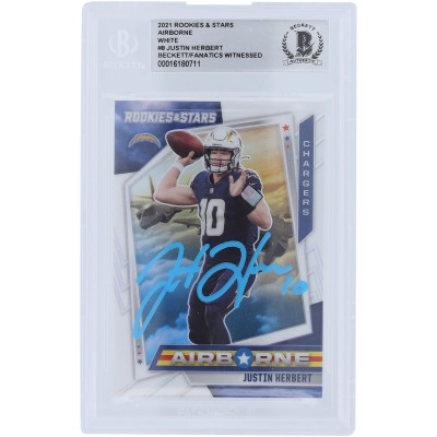 Justin Herbert Los Angeles Chargers Autographed 2021 Panini Rookies & Stars Airborne - White #AB-8 #73/149 Beckett Fanatics Witnessed Authenticated Card