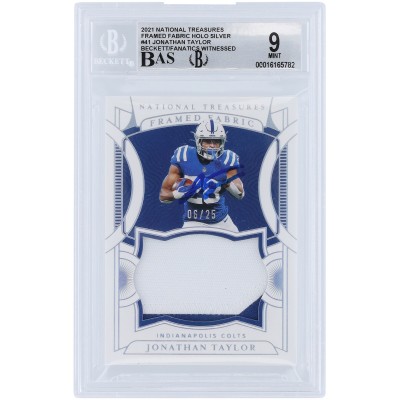 Jonathan Taylor Indianapolis Colts Autographed 2021 Panini National Treasures Holo Silver Relic #FF-JT #6/25 Beckett Fanatics Witnessed Authenticated 9/10 Card