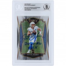 Justin Herbert Los Angeles Chargers Autographed 2020 Panini Select Premier Level #144 Beckett Fanatics Witnessed Authenticated Rookie Card with 2020 #6 PICK Inscription Justin Herbert Los Angeles Chargers Autographed 2020 Panini Select Premier Level #144 Beckett Fanatics Witnessed Authenticated Rookie Card with 2020 #6 PICK Inscription