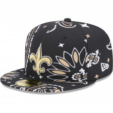 Бейсболка New Orleans Saints New Era Black Paisley 59FIFTY Fitted