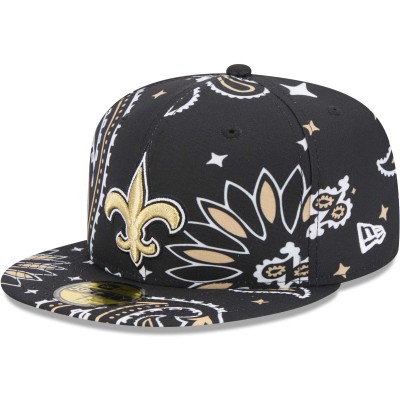 Бейсболка New Orleans Saints New Era Black Paisley 59FIFTY Fitted