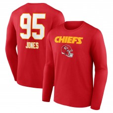 Kansas City Chiefs Chris Jones Red Wordmark Player Name & Number Long Sleeve T-Shirt