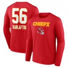 Kansas City Chiefs George Karlaftis Red Wordmark Player Name & Number Long Sleeve T-Shirt