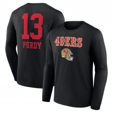 Футболка с длинным рукавом Brock Purdy San Francisco 49ers Wordmark Player Name & Number - Black