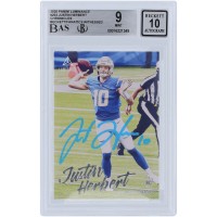 Justin Herbert Los Angeles Chargers Autographed 2020 Panini Luminance Powder Blue #203 Beckett Fanatics Witnessed Authenticated 9/10 Rookie Card