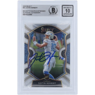 Justin Herbert Los Angeles Chargers Autographed 2020 Panini Select #44 Beckett Fanatics Witnessed Authenticated 10 Rookie Card