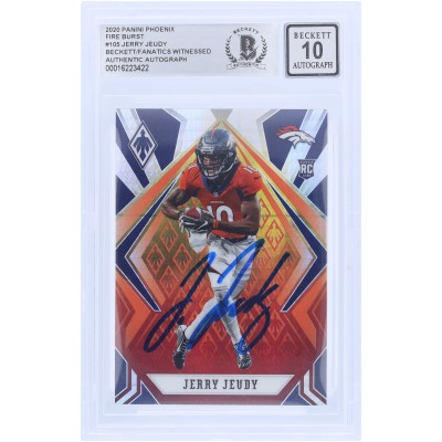 Jerry Jeudy Denver Broncos Autographed 2020 Panini Phoenix Fire Burst #105 Beckett Fanatics Witnessed Authenticated 10 Rookie Card